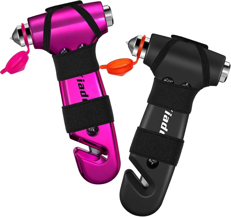 Yiader Store Car Window Breaker Tool, 3-in-1 Emergency Escape Tool with Window Breaker and Seat Belt Cutter, Safety Emergency Car Escape Tool for Car, Matte Black and Electroplating Pink - Image 1